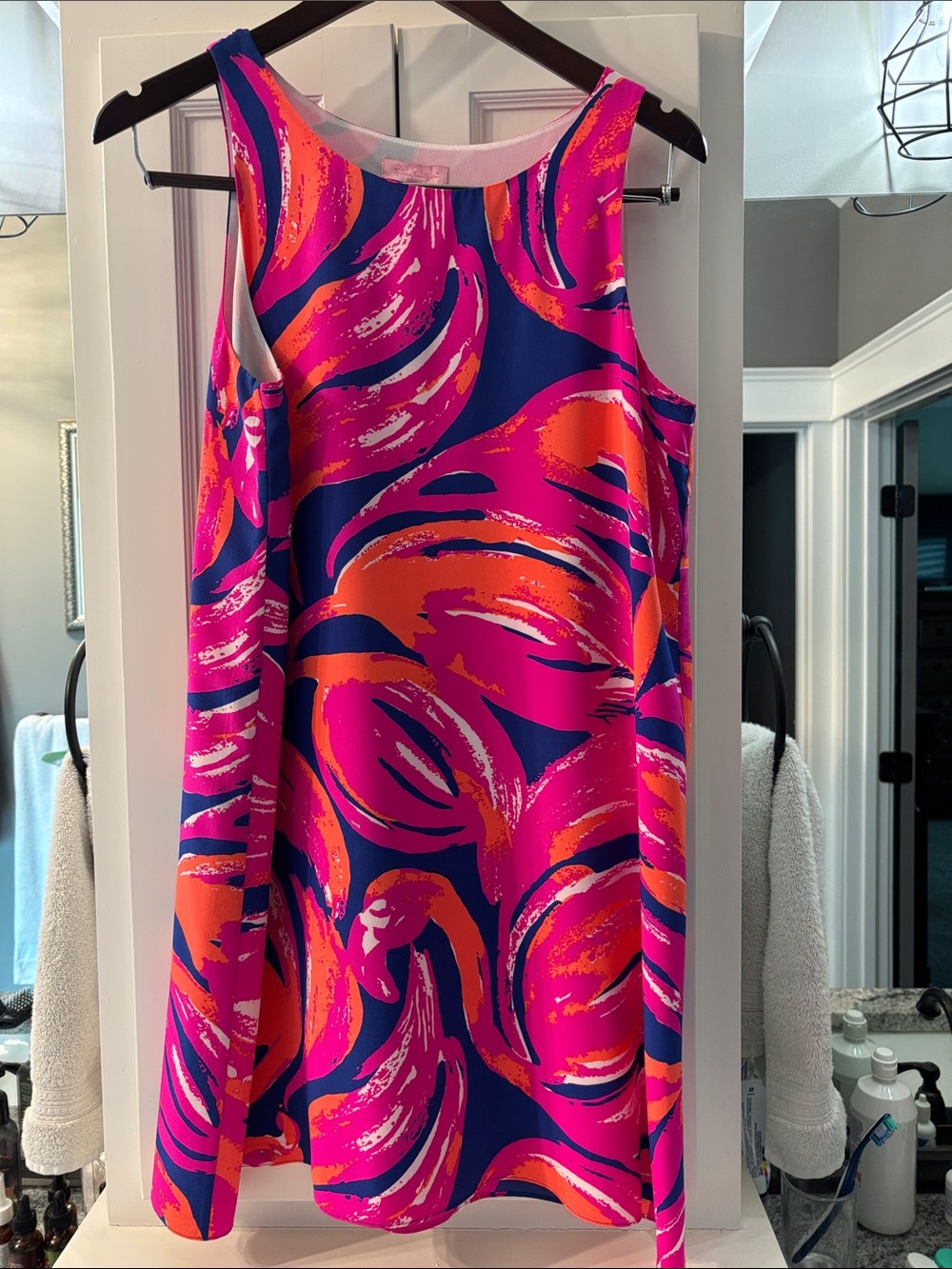 Lilly Pulitzer Vibrant Pink & Orange Swirl Sleeveless Dress